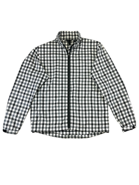Abacus Golf Windbreaker Jacket Packable Mens L Black White Check Full Zip Sport